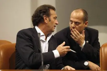 Il presidente del Cagliari Massimo Cellino con il sindaco di Elmas Valter Piscedda