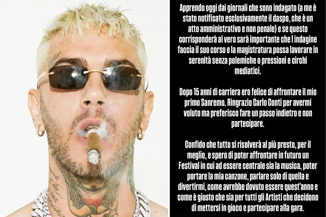 Emis Killa, a destra il post (Ansa e Instagram)