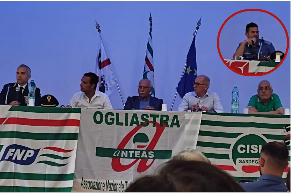 A sinistra il dirigente del commissariato di Tortolì, Fabrizio Figliola. In alto a destra il maresciallo dei carabinieri di Tortolì, Ezio Coli  (foto concessa)