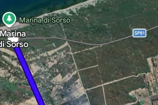 La strada sp 130 sulla Sorso - Marina di Sorso (foto concessa)