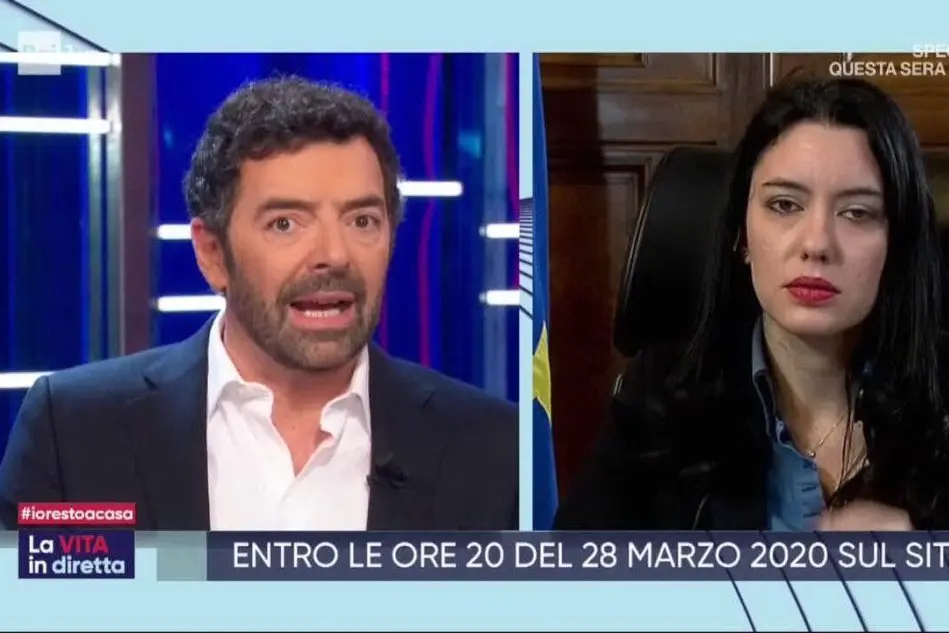 Azzolina interviene a "La vita in diretta" (frame da video Rai)