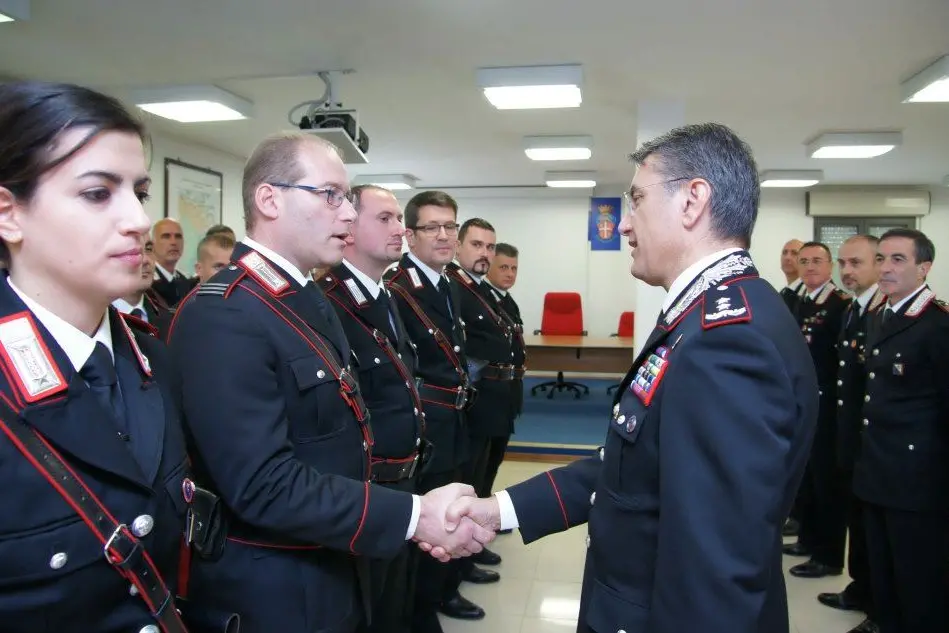 Un momento della visita al comando di Oristano