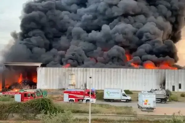 Incendio ai capannoni Inversol (foto Pala)