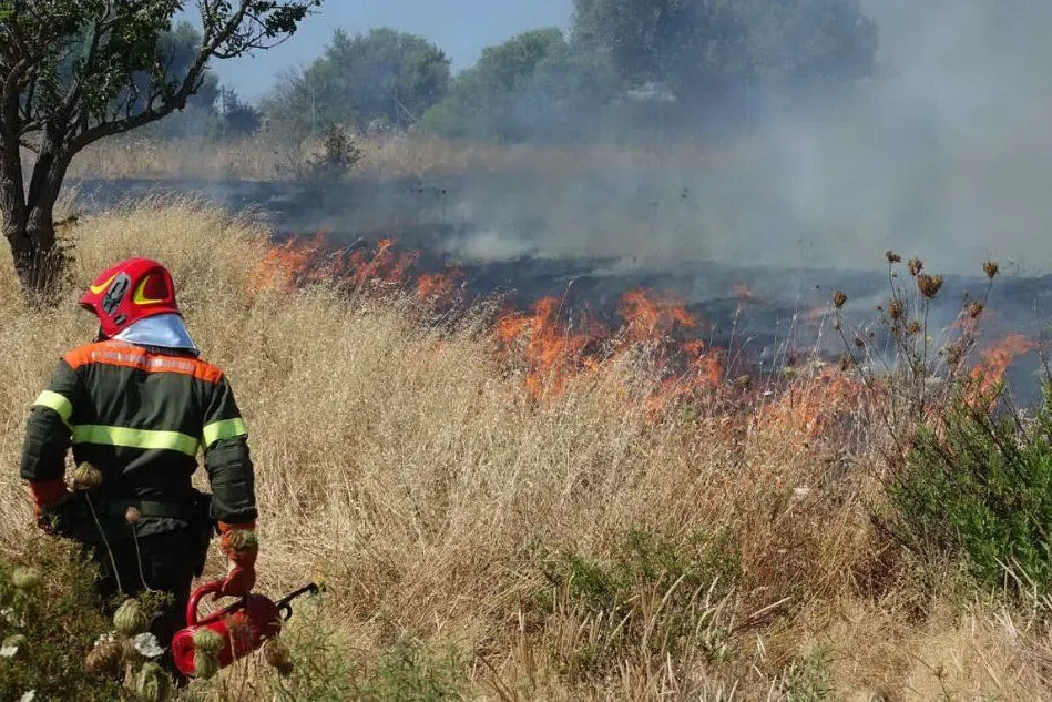 Uno degli incendi scoppiati in questi giorni (Foto Corpo forestale)