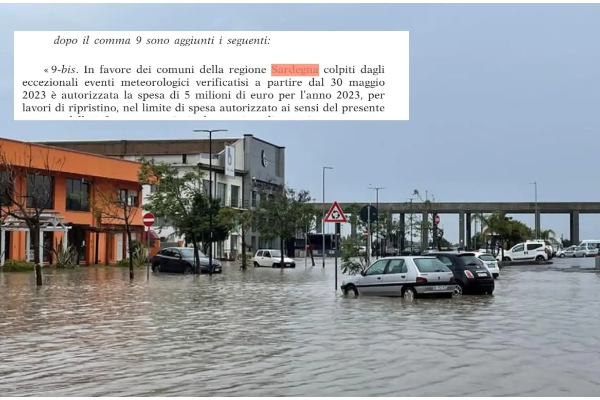 去年五月，卡尔博尼亚的一条道路被洪水淹没（安莎社）