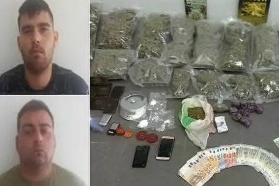 La droga sequestra. A sinistra, i due arrestati