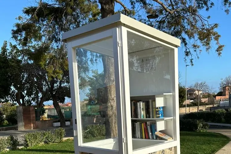 Una cabina libri a Sorso (foto Pala)