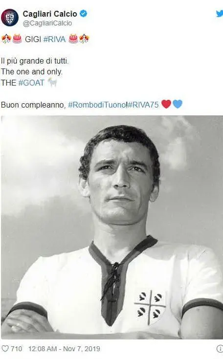 Gli auguri del Cagliari su Twitter