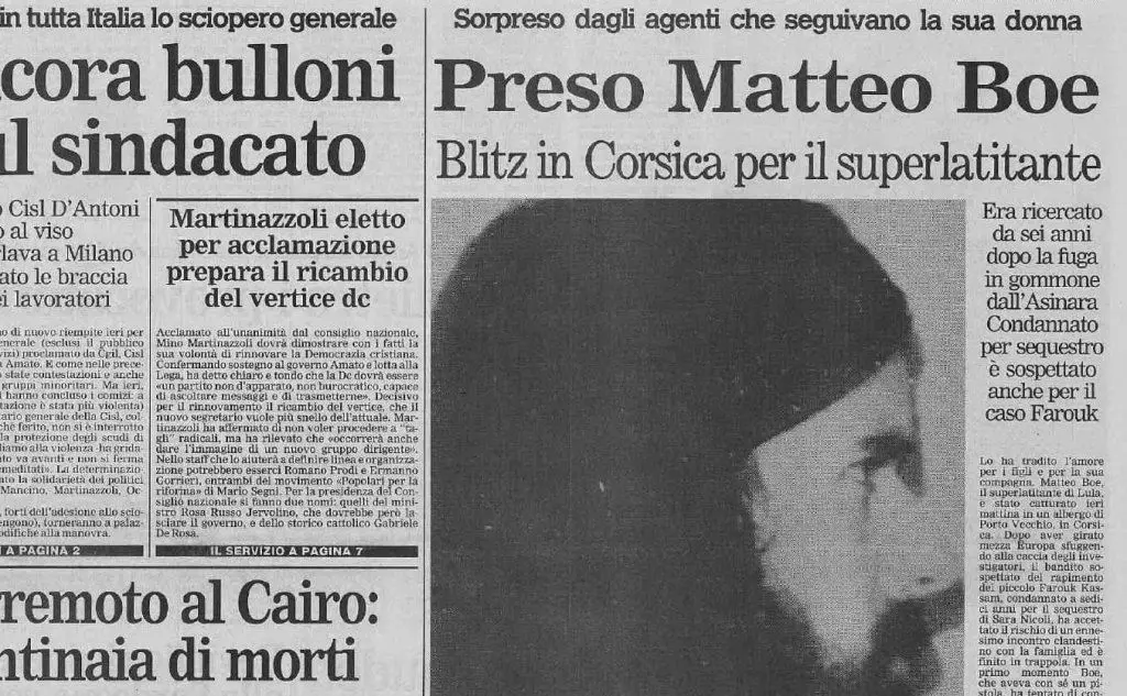 La notizia sulla prima pagina de L'Unione Sarda