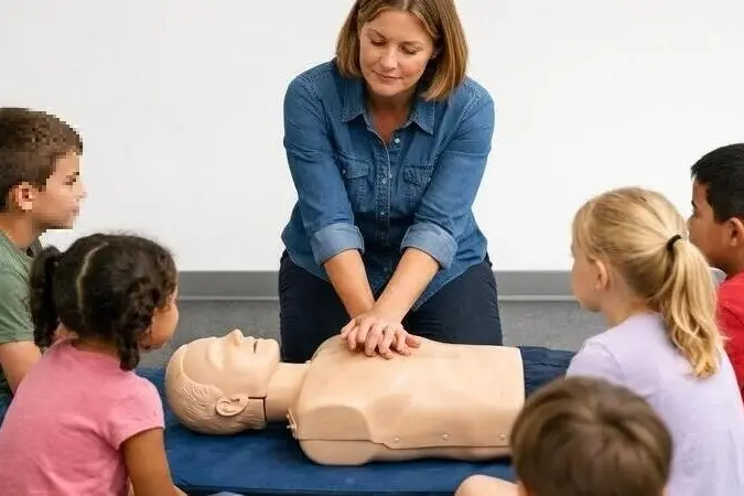 Lezione di primo soccorso (immagine dal sito Change.org)