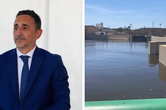 L'assessore Piu e l'impianto idrico a Porto Torres (foto Pala)