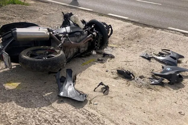 La moto incidentata (foto Pala)