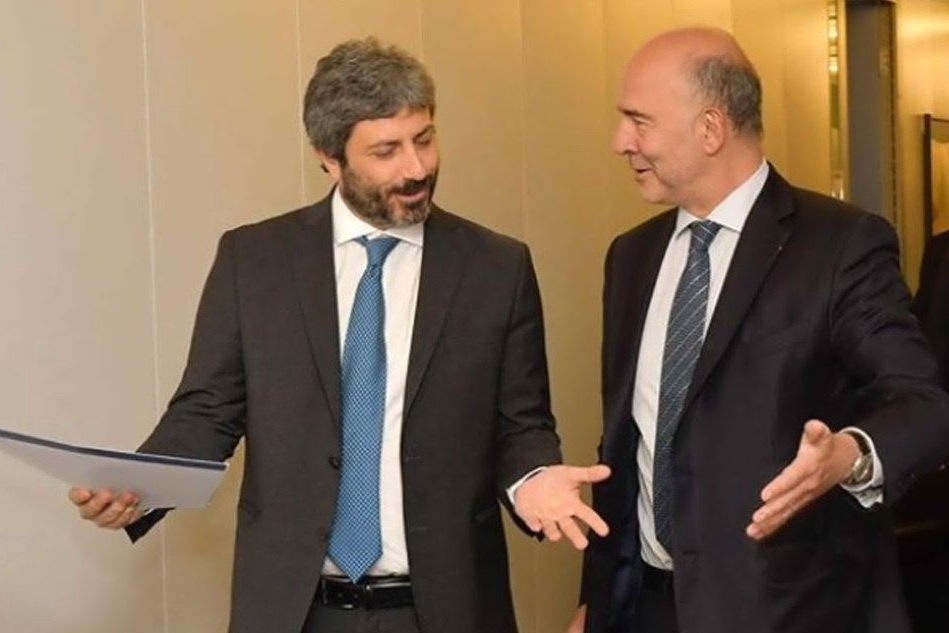 Roberto Fico e Pierre Moscovici (Ansa)