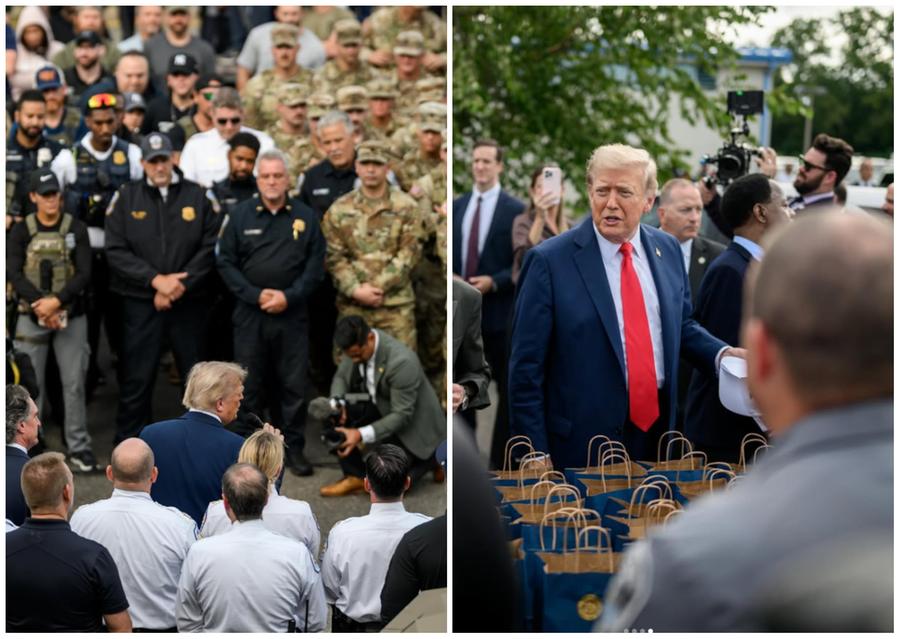 Trump “pattuglia” le strade di Washington con la polizia: agli agenti pizza e hamburger