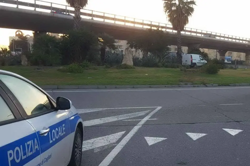 Il luogo dell'incidente (foto polizia municipale di Cagliari)
