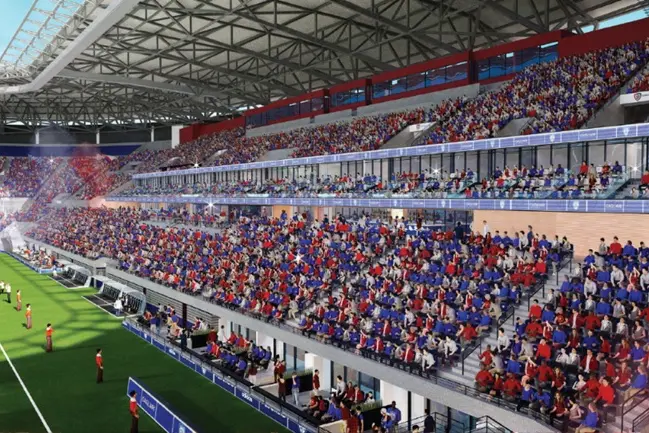 Un render del nuovo stadio di Cagliari