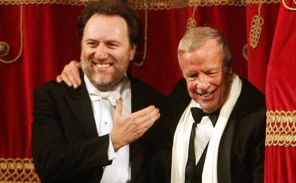 Il direttore d'orchestra Riccardo Chailly e Franco Zeffirelli alla Scala