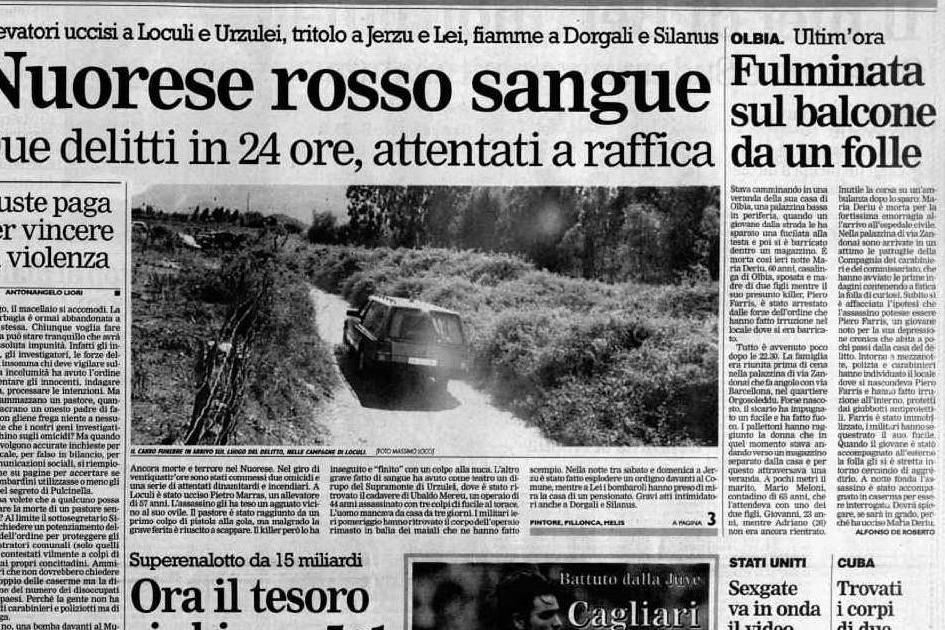 #AccaddeOggi: il 20 settembre 1998 una scia di sangue nel Nuorese