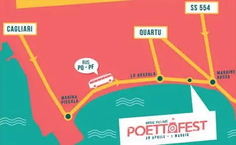 La mappa con le indicazioni per raggiungere il Poetto Fest