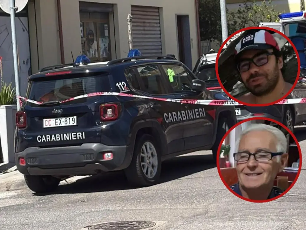 Bosa. In alto Paolo Pinna, in basso la vittima, Giuseppe Pinna (foto Serafino Corrias)
