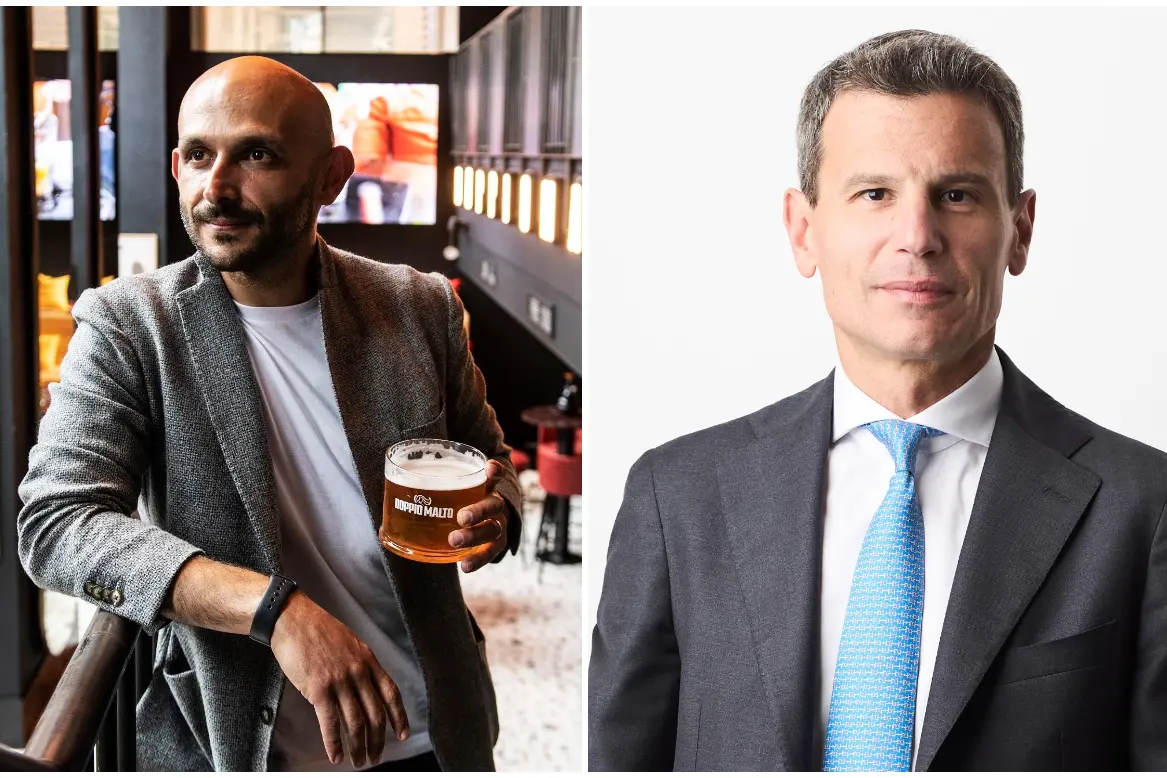 Giovanni Porcu, ceo di Doppio Malto Spa. A sinistra Giorgio Medda, ceo del Gruppo Azimut.