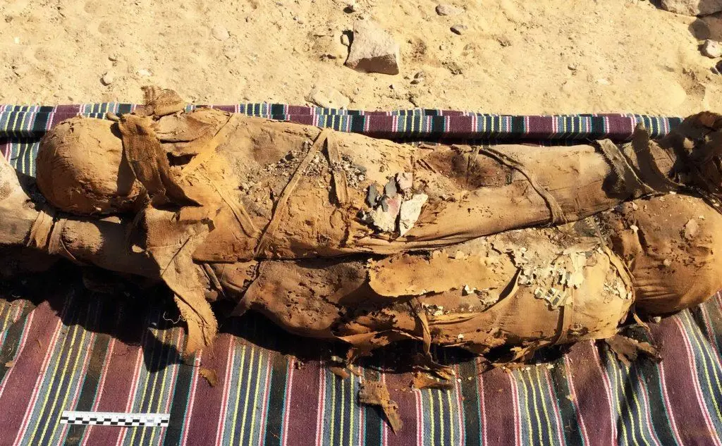 Due mummie sovrapposte rinvenute nella tomba