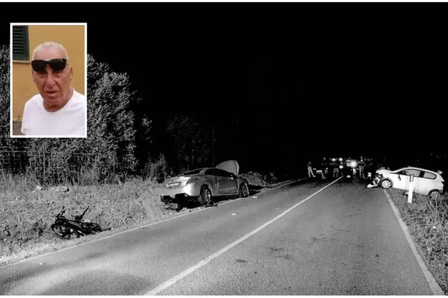 L'incidente e nel riquadro la vittima, Raffaele Degioannis (foto concesse)