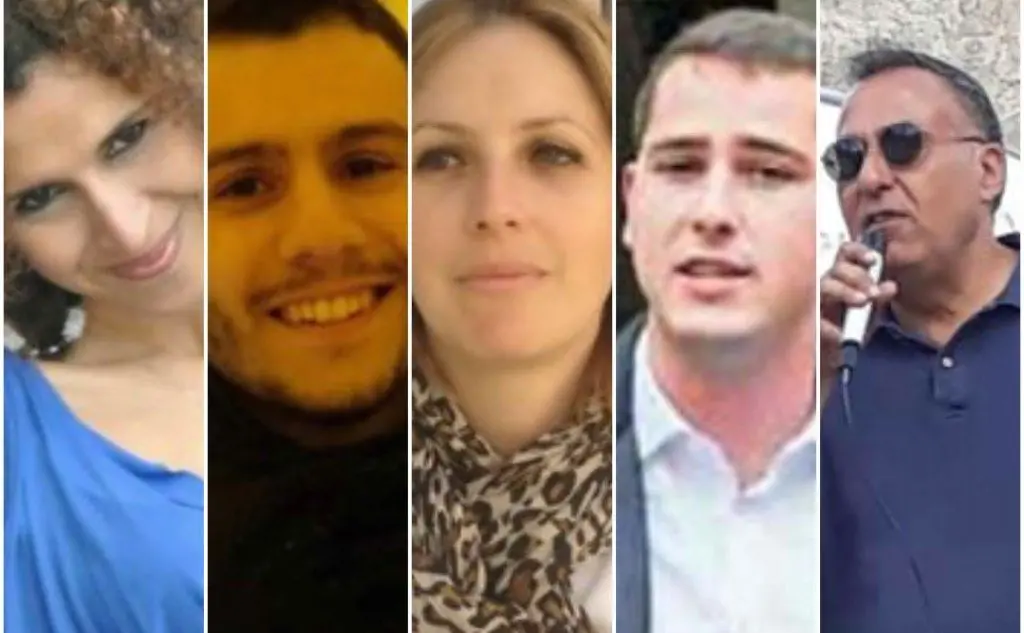I candidati a Iglesias: Aasma Oug, Federico Garau, Valentina Pistis, Marco Usai e Carlo Murru