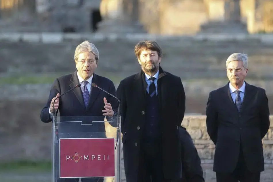 Il ministro Franceschini a Pompei con il premier Gentiloni