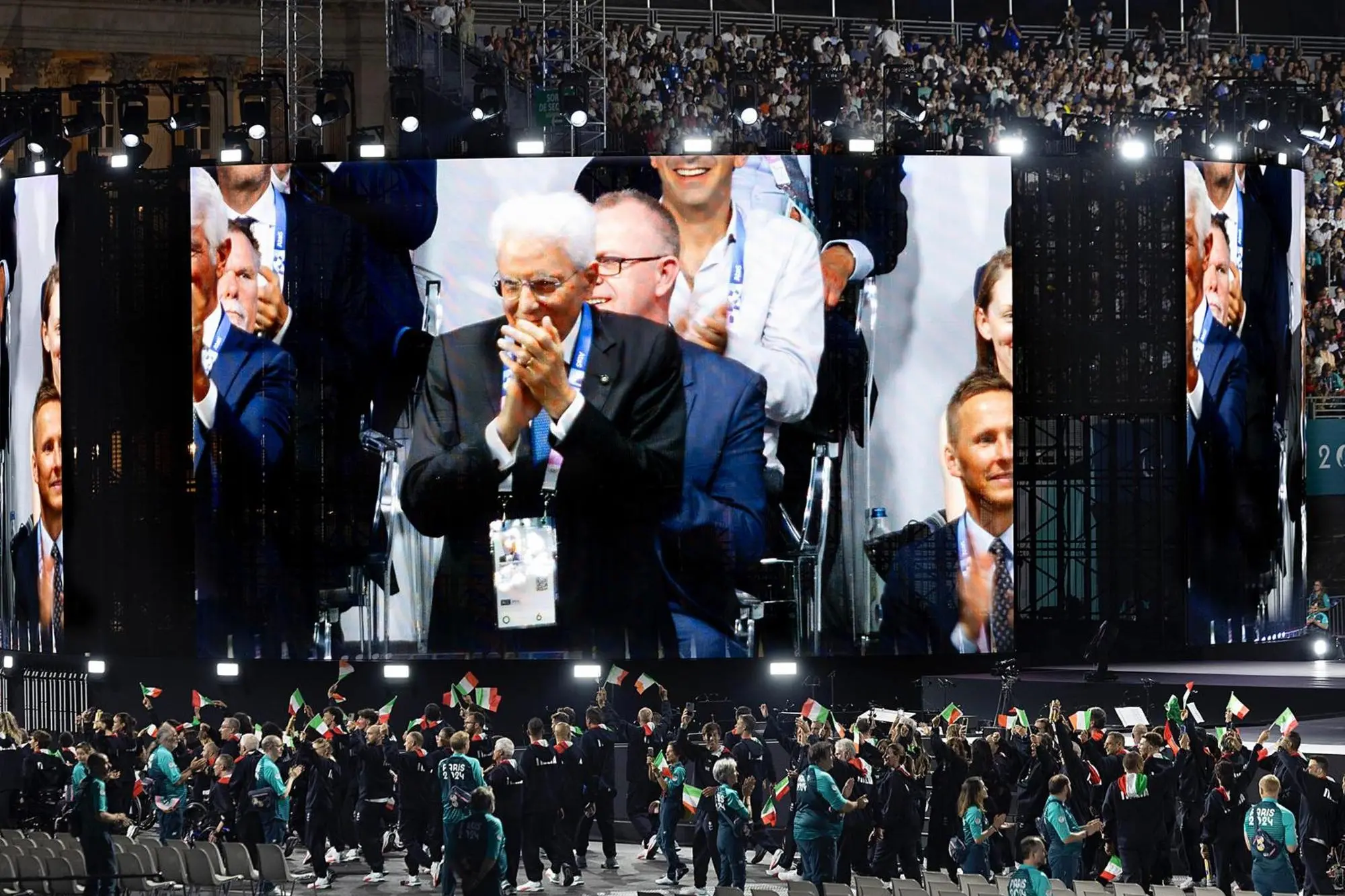 Il presidente della Repubblica, Sergio Mattarella, durante la Cerimonia d'apertura dei Giochi Paralimpici di Parigi 2024 (Ansa - Ufficio stampa Quirinale)