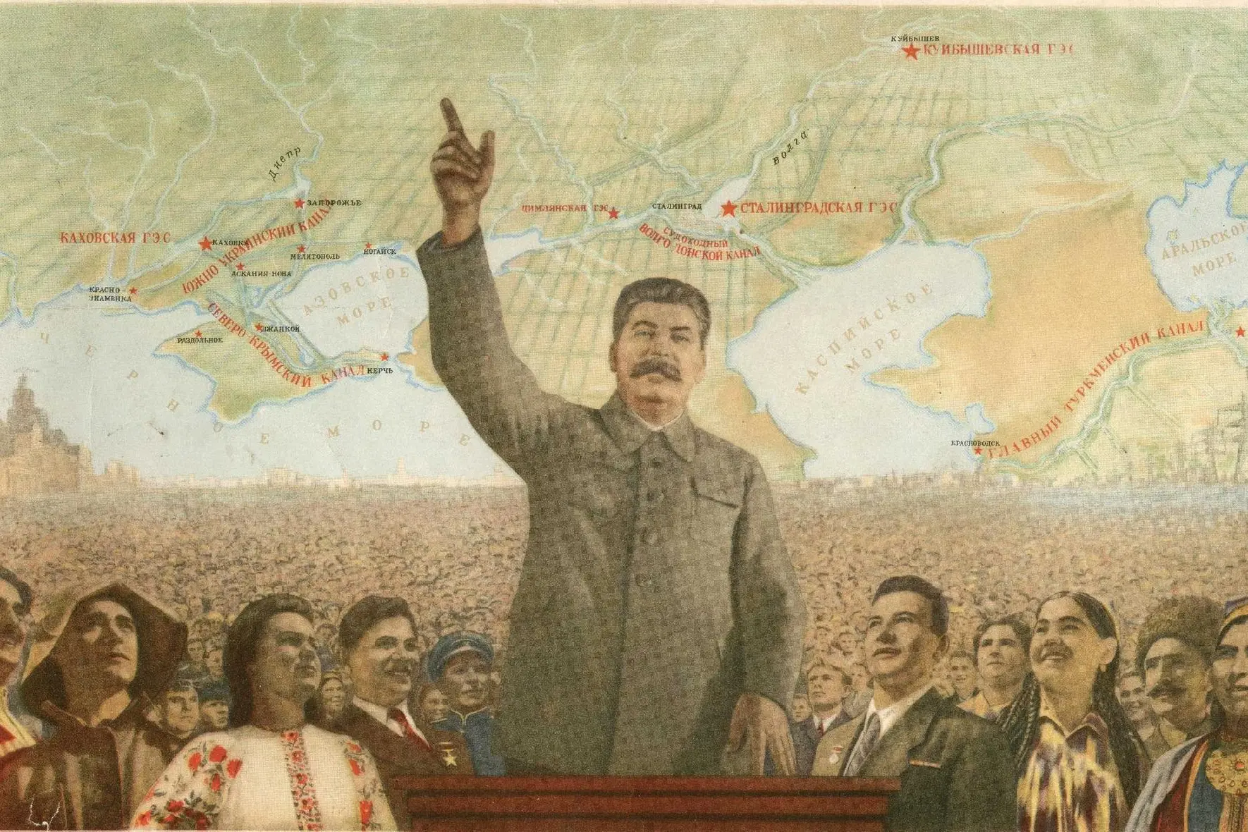 Stalin in un manifesto sovietico di propaganda del 1951