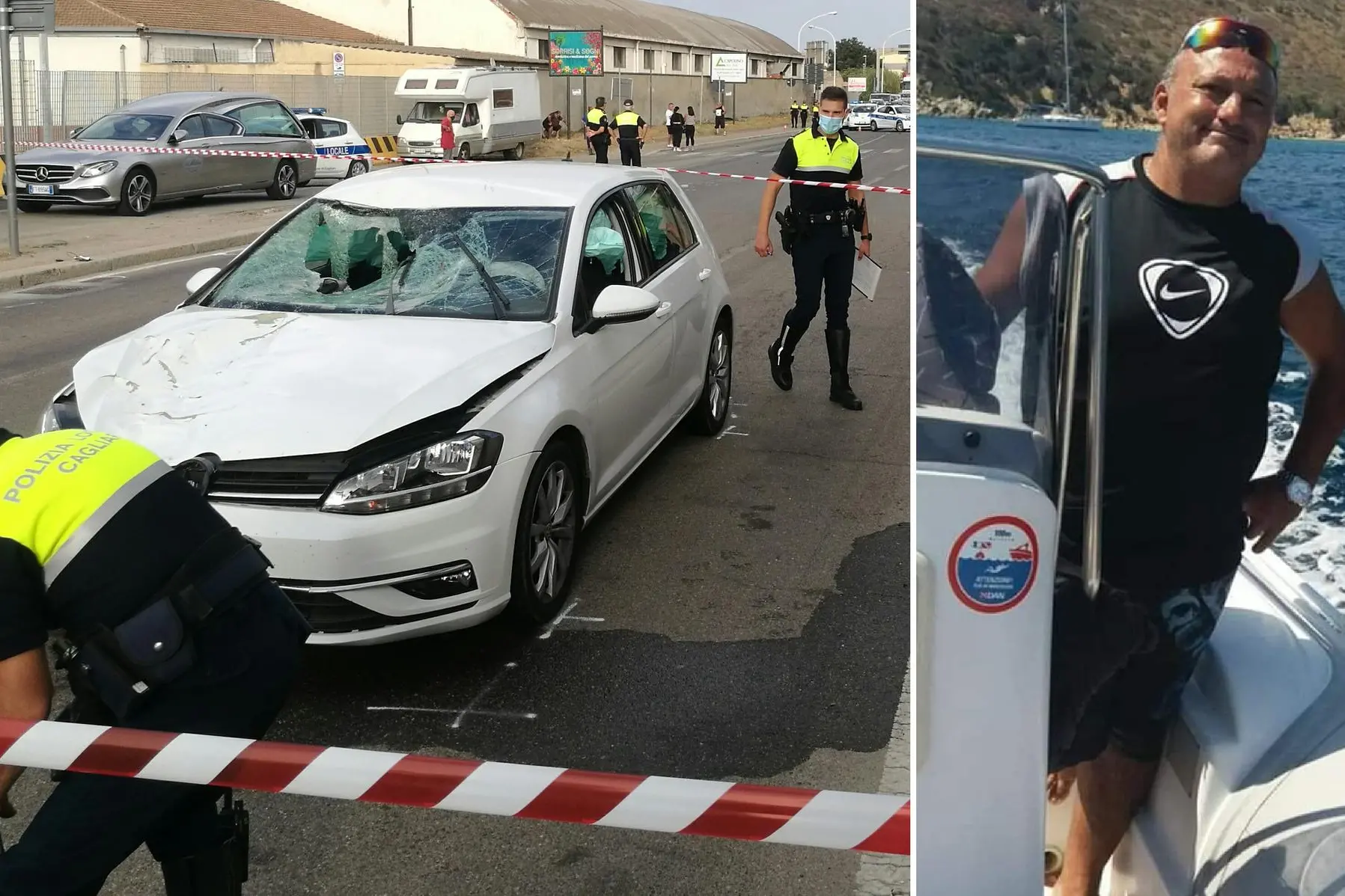 Il luogo dell'incidente e Pierpaolo Muscas (L'Unione Sarda)