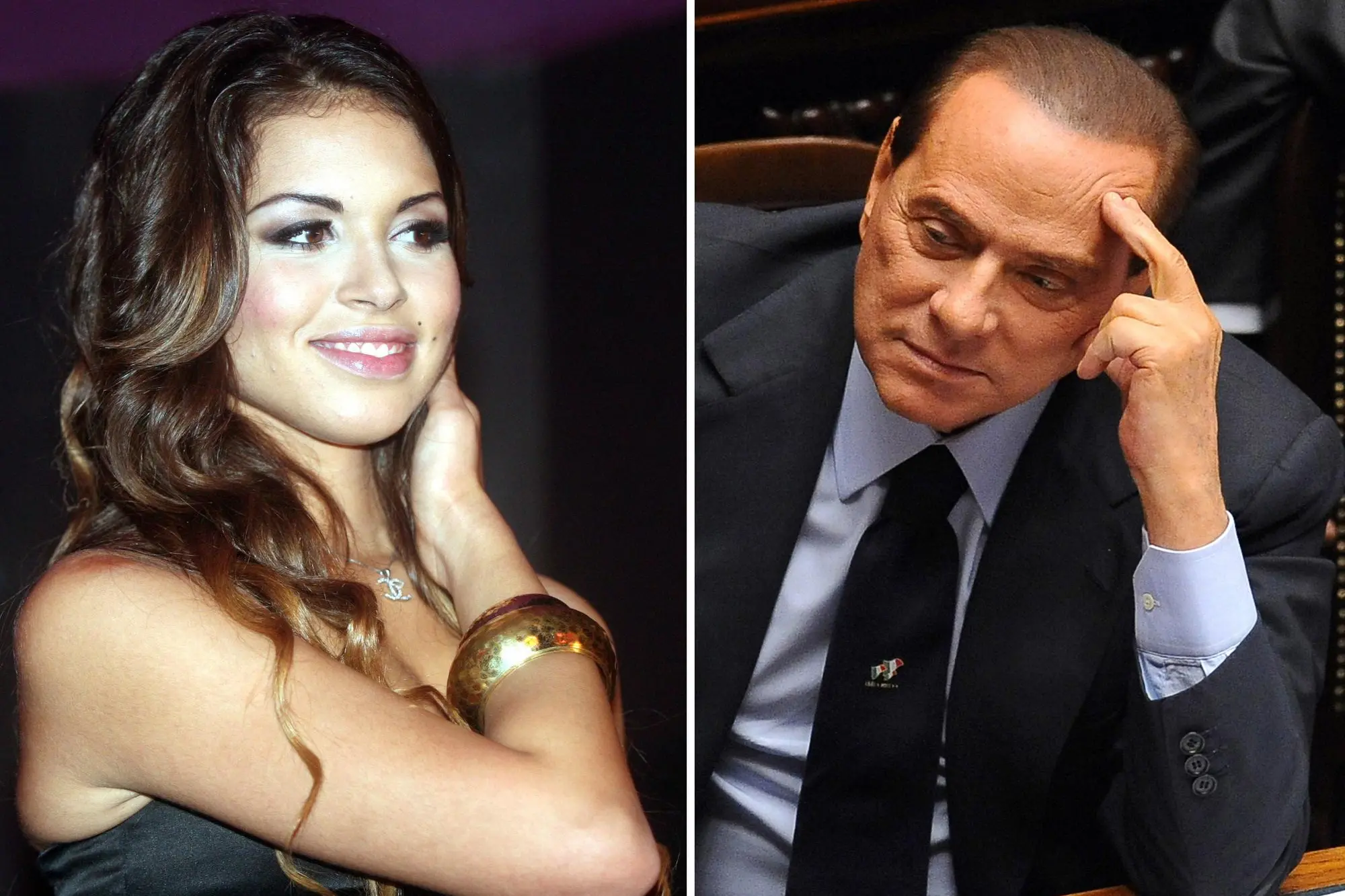 Una foto combo mostra la ragazza marocchina Karima "Ruby" El Mahroug (S) e Silvio Berlusconi. ANSA/GERACE-FERRARI