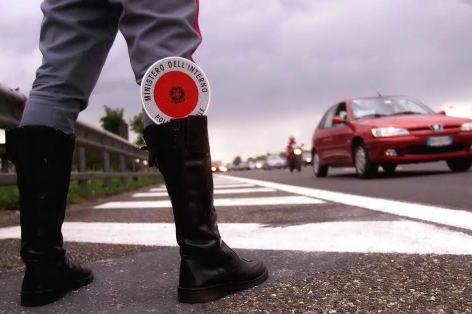 Un posto di blocco della polizia stradale