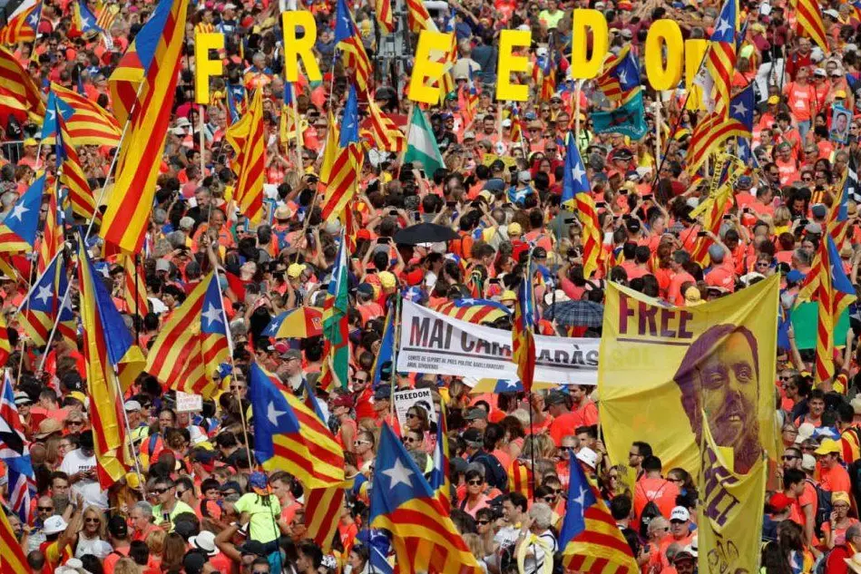 La manifestazione a Barcellona (foto Ansa)