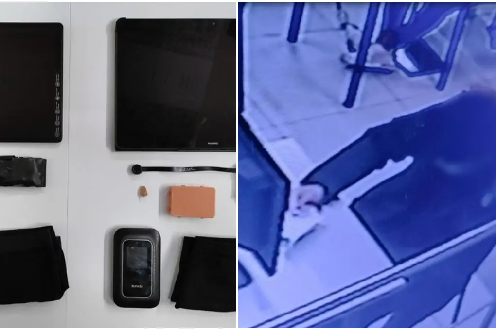 Il materiale sequestrato e le immagini delle telecamere (foto Polizia)