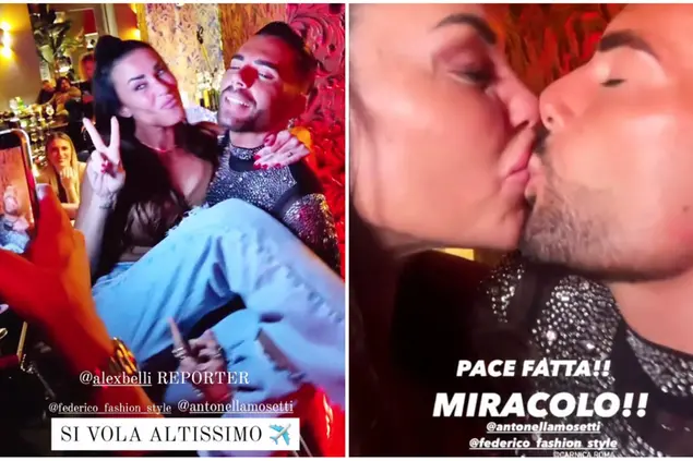 Alex Belli 的 Instagram 故事中 Mosetti 和 Federico 时尚风格之间的“和平”