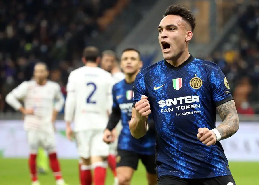 La gioia di Lautaro dopo il gol dell'1-0 (Ansa)