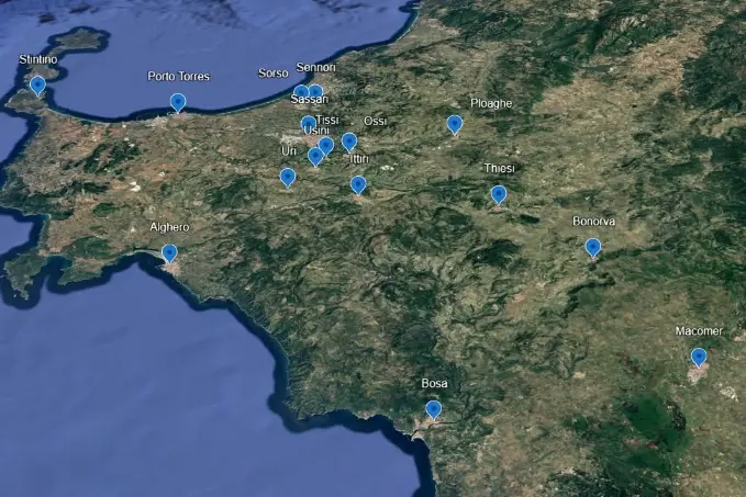 I comuni del Sassarese interessati dalle restrizioni (foto Abbanoa)