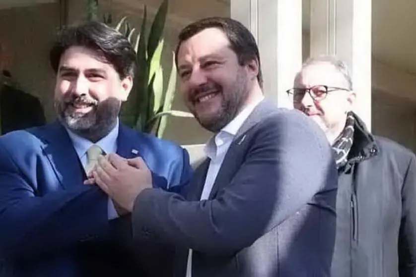 Christian Solinas e Matteo Salvini (Ansa)