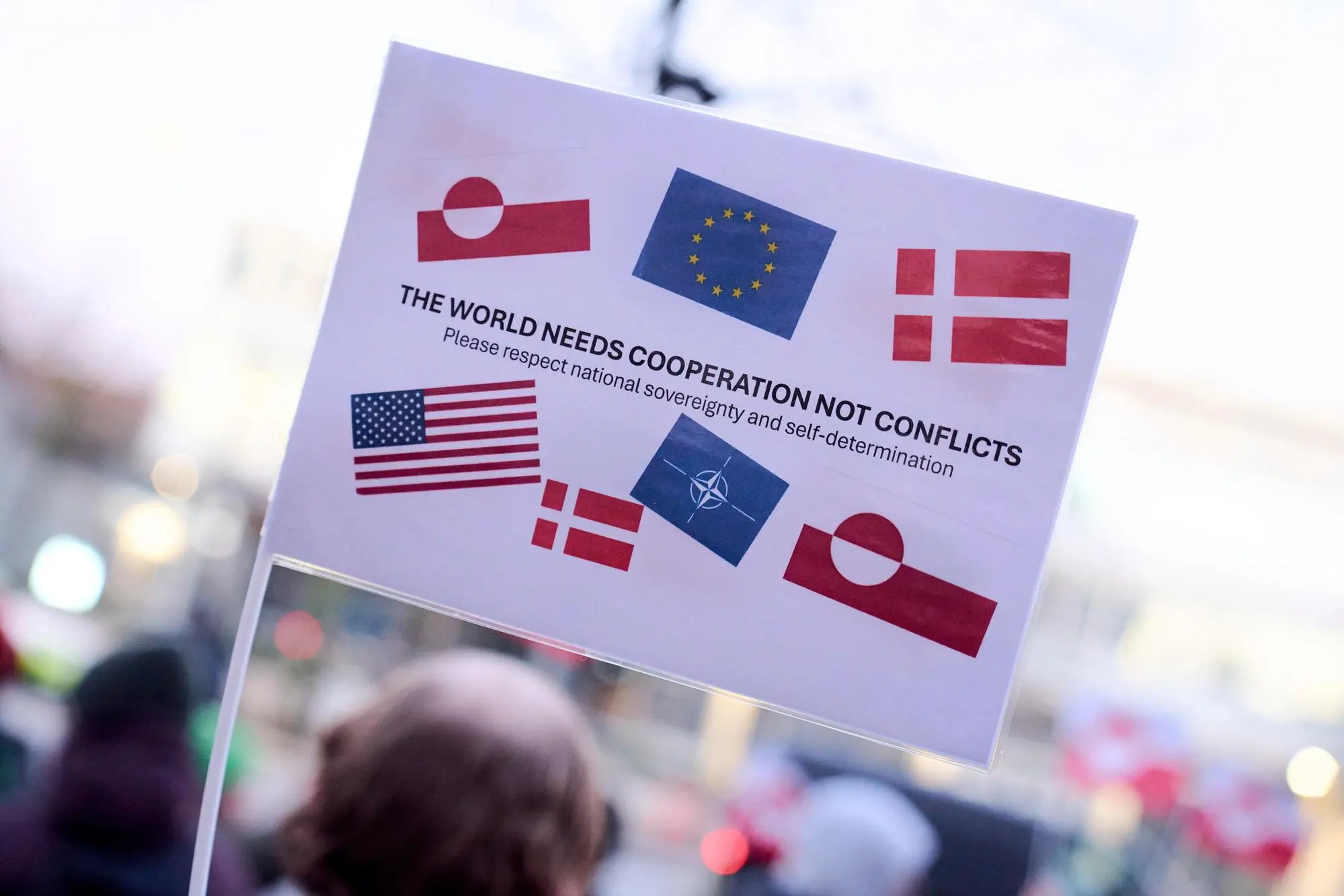 Una manifestazione davanti all'ambasciata Usa in Danimarca (Ansa)