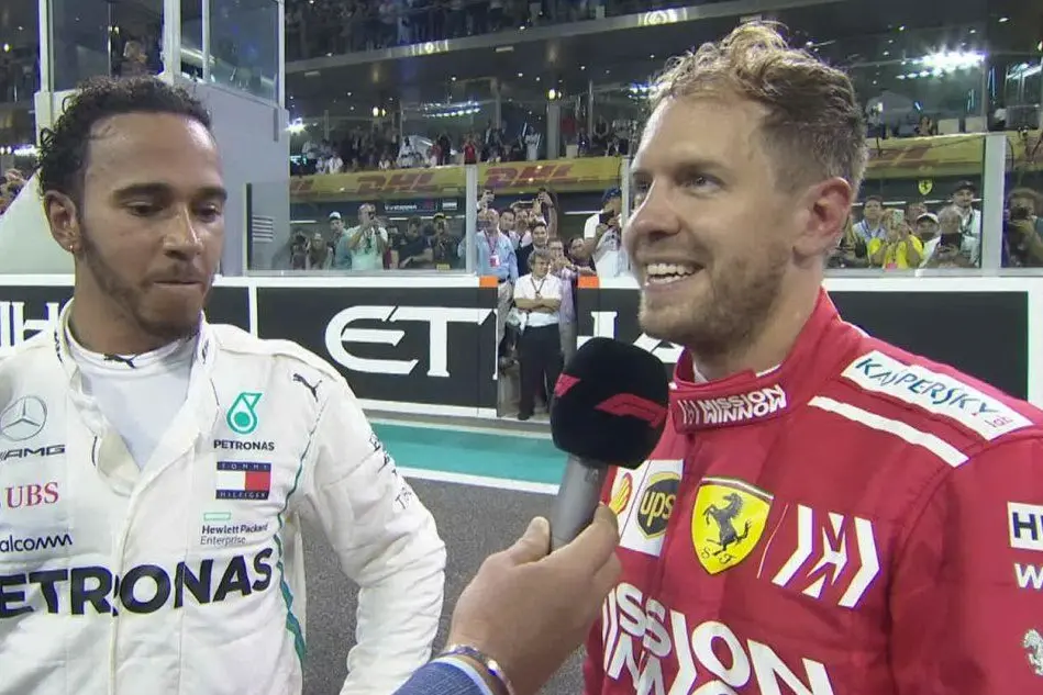 Hamilton e Vettel a fine gara (foto da Twitter Formula 1)