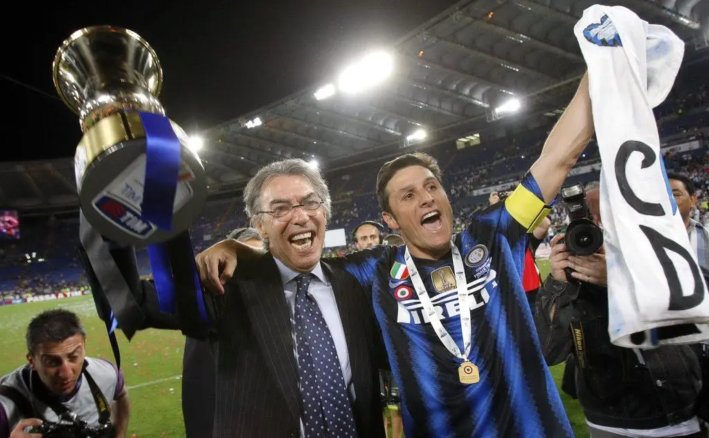 Massimo Moratti e Javier Zanetti (Ansa)