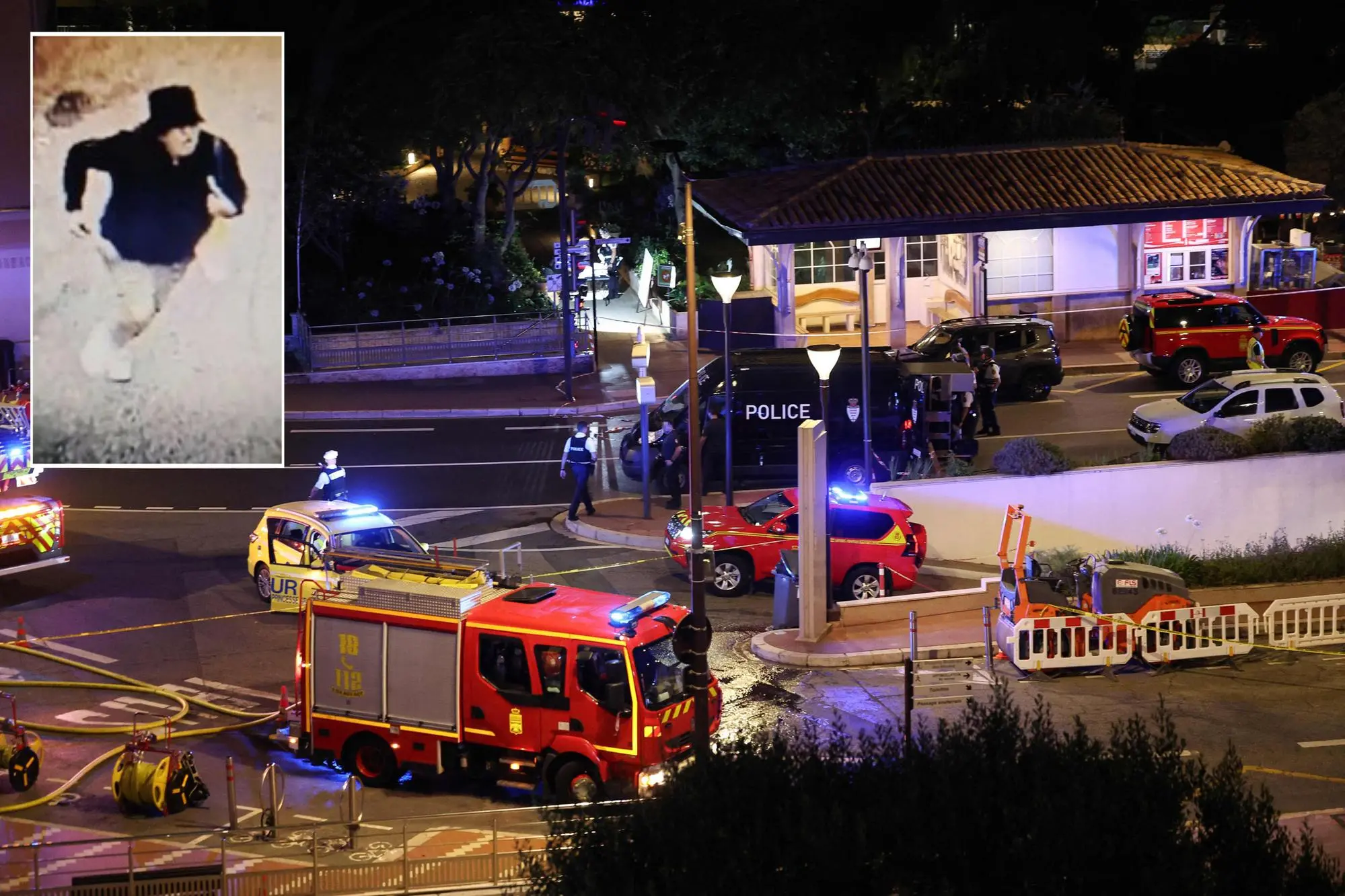 L'attentatore in fuga dopo l'esplosione a Montecarlo (foto via Ansa)