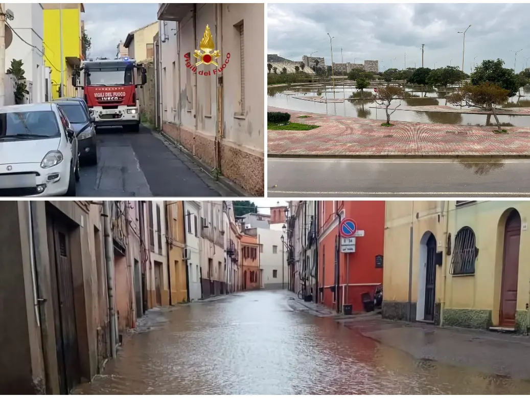 На острове сохраняется предупреждение о наводнениях и дождях: пожарные в Кварту работают над тем, чтобы очистить дома от воды. Intervento dei vigili del fuoco a Quartu, il parcheggio Cuore allagato vicino all'Unipol Domus, sotto una strada a Iglesias