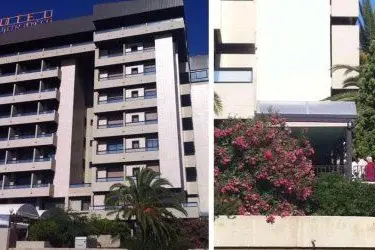 L'hotel Panorama e a sinistra il punto in cui è caduta la donna