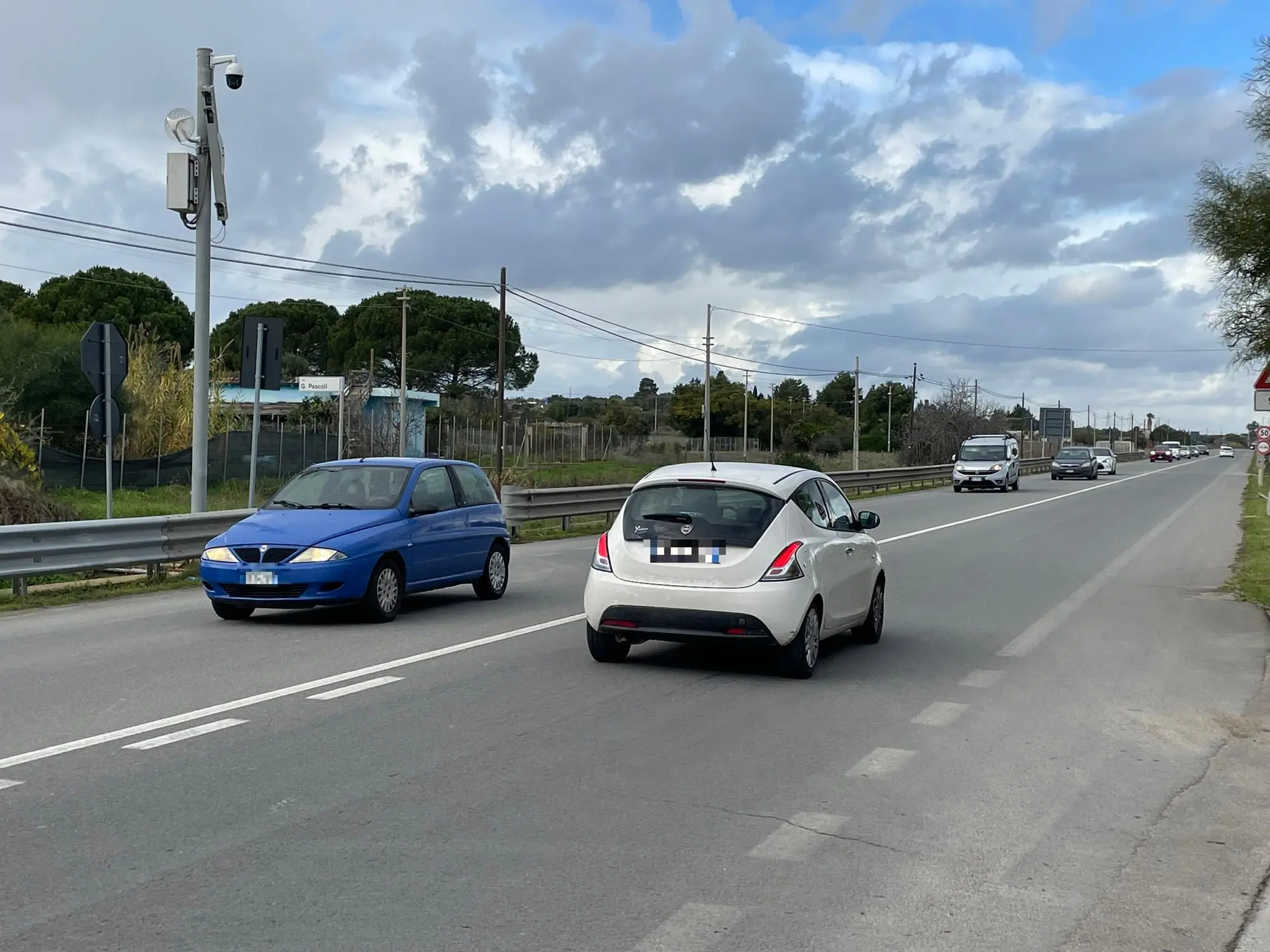 L'autovelox al chilometro 6,470 della statale 387, in territorio di Monserrato