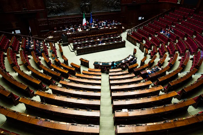 LÕaula della Camera durante la discussione generale della proposta di legge di Ratifica dell'Accordo recante modifica del Trattato che istituisce il Meccanismo europeo di stabilitaÕ (Mes), Roma, 30 giugno 2023. ANSA/ANGELO CARCONI