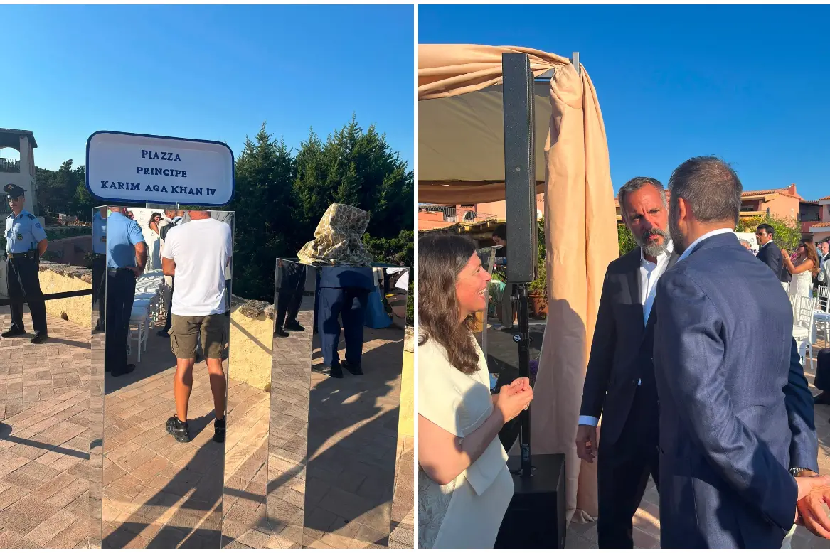 L'intitolazione della piazza di Porto Cervo all'Aga Khan (foto De Roberto)