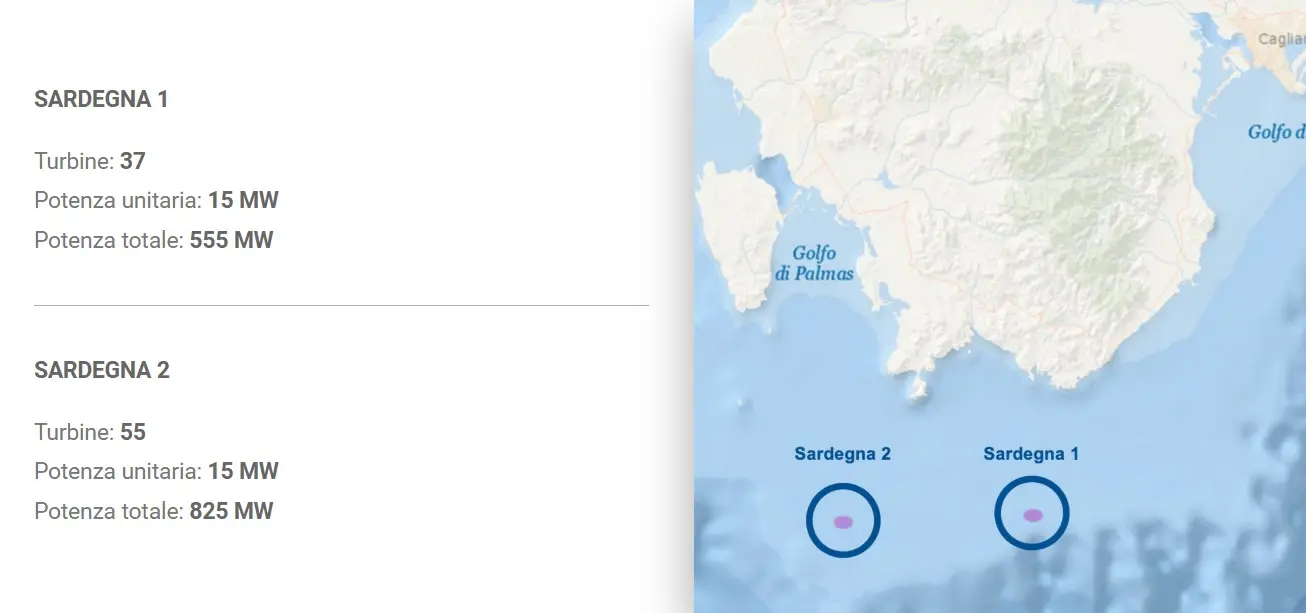 La localizzazione dei parchi: sarebbero visibili anche da Villasimius